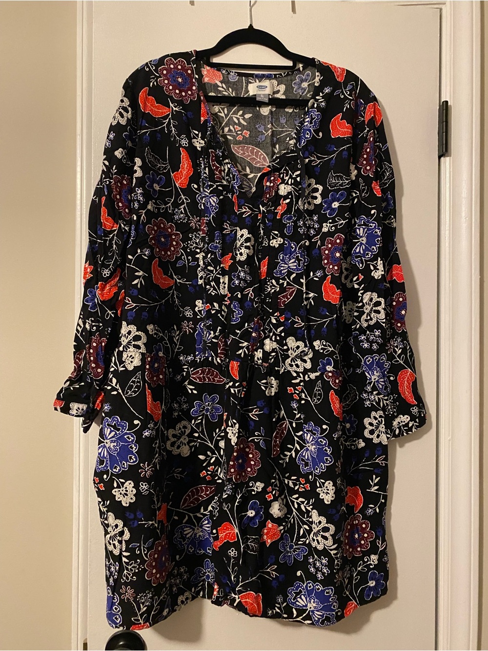 Black with Floral Print Tunic Dress